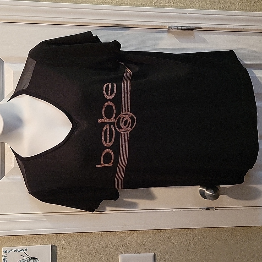 Bebe Black Top Mesh Shoulders Size 3X